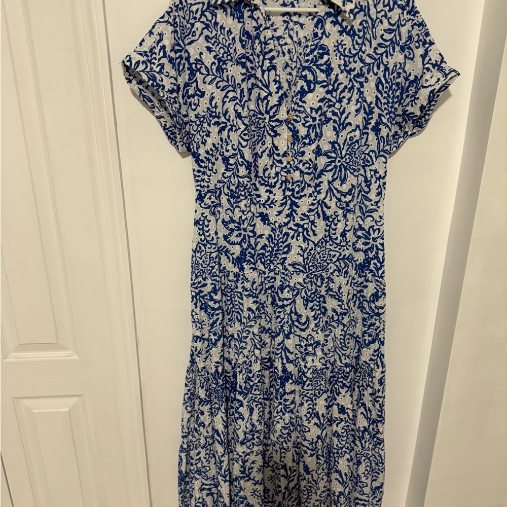 Blue and White Floral Dress